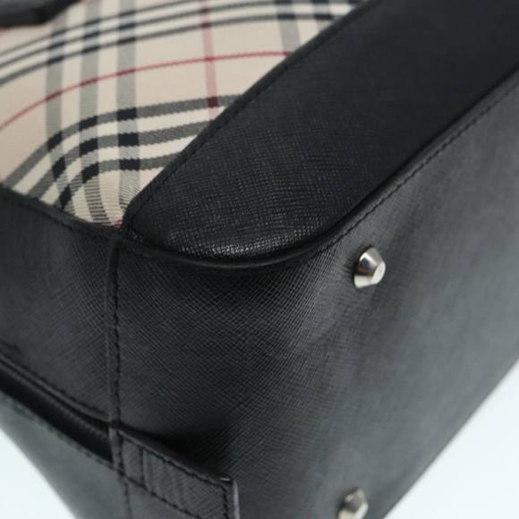 BURBERRY Nova Check Hand Bag Canvas Beige Silver Auth bs17636 - Picture 10 of 16